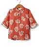 Rikidoos Full Sleeves Abstract Printed Kurta Style Shirt - Rust
