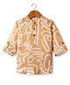 Rikidoos Full Sleeves Abstract Printed Kurta Style Shirt - Mustard