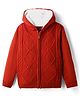 Pine Kids Knit Full Sleeves Front Open Hooded Sweater with Cable Knit Design - Rust Orange