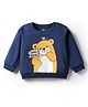 Doodle Poodle Looper Knit Full Sleeves Pullover Sweatshirt with Bear Print - Navy Blue