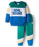 Babyhug Terry Knit Full Sleeves T-Shirt and Joggers Set with Goal Squad Text Design - Green & Blue
