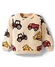 Doodle Poodle 100% Cotton Knit Full Sleeves Light Weight Pullover Sweatshirt with Vehicle Print - Cream