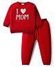 Doodle Poodle Knit Full Sleeves Pullover Sweater Set with I Love Mom Design - Red