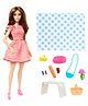 Barbie Doll Set Passport Paris Adventures with Clothes & Accessories Brunette Hair & Picnic Pieces Pink - Height 32.5 cm
