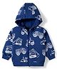 Doodle Poodle 100% Cotton Knit Full Sleeves Light Weight Hooded SweatJacket with Vehicle Print - Navy Blue