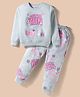 Smarty Girls Fleece Knit Full Sleeves Winter Night Suit with Super Fun Text Print - Light Blue