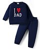 Doodle Poodle Knitted Full Sleeves Sweater Set With Jacquard Knit Design - Navy Blue