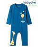 Babyoye 100% Cotton Knit Full Sleeves Romper With Giraffe Print - Blue