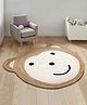 HabereIndia Jute Carpet for Living Room | Round Floor Mats | Rugs for Living Room | Jute Centre Table Carpet with Pompoms - White