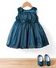 Bluebell Net Woven Sleeveless Party Dress With Floral Applique & Booties - Teal Blue