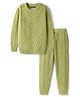 Pine Kids Knitted Full Sleeves Sweater Set With Cable Knit Design - Green