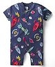Kidi Wav Half Sleeves Space Theme Printed Romper - Navy Blue