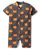 Kidi Wav Half Sleeves Foxes Printed Romper - Orange