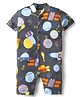 Kidi Wav Half Sleeves Space Theme Printed Romper - Multi Colour