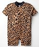 Kidi Wav Half Sleeves Leopard Printed Romper - Black