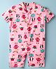 Kidi Wav Half Sleeves Animals Printed Romper - Pink