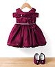 Bluebell Tissue Woven Sleeveless Party Dress With Bow Applique & Booties - Wine
