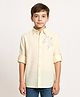 Charchit Cotton Blend Woven Full Sleeves Beads & Sequins Embellished Shirt - Cream