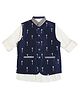 Charchit Cotton Blend Woven Threadwork Embroidered Sequins Embellished Jacket With Full Sleeves Shirt - Navy Blue
