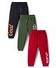 Doodle Poodle 100% Cotton Single Jersey Knit Full Length Lounge Pant With Text Print Pack Of 3 - Olive Green Red & Black