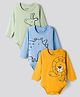 Bonfino 100% Cotton Knit Full Sleeves Onesies with Animal Print Pack Of 3 - Light Blue Olive Green & Yellow