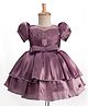 Bluebell Tissue Woven Half Puffed Sleeves Party Dress with Sequin Detailing & Bow Applique - Purple