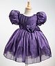Bluebell Tissue Woven Half Sleeves Party Frock With Sequin Detailing & Bow Applique - Purple