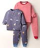 Kidi Wav Pack Of 2 Full Sleeves Striped & Space Theme Printed Tee & Coordinating Joggers Set - Multi Colour
