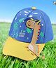 PASSION PETALS Cotton Giraffee Applique Detailed Summer Cap - Blue & Yellow - Diameter 11 cm