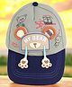 PASSION PETALS Cotton Bear Applique Detailed & Designed Summer Cap - Green & Blue - Diameter 13 cm