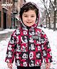 Babyhug Disney Woven Full Sleeves Hooded Winter Jacket With Mickey & Friends Print - Red