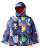 Pine Kids Marvel Woven Full Sleeves Winter Jacket With Avengers Print& Detachable Hood - Navy Blue