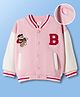 Mark & Mia Fleece Knit Full Sleeves Bomber Jacket With Teddy Bear Embroidery - Pink