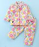 Enfance Core Full Sleeves Fruits Printed & Striped Coordinating Night Suit Set - Sky Blue