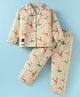 Enfance Core Full Sleeves Deers Printed Coordinating Night Suit Set - Lemon