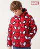Pine Kids Marvel Woven Full Sleeves Hooded Padded Jacket with Spider man Print - Red