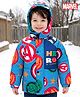 Babyhug Marvel Woven Full Sleeves Hooded Padded Jacket With Avengers Print & Detachable Hood - Blue
