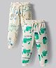 Bonfino 100% Cotton Knit Full Length Jogger With Dino Print Pack Of 2 - White
