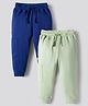 Bonfino 100% Cotton Knit Full Length Solid Colour Cargo Jogger Pack Of 2 - Navy Blue & Light Green