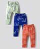 Bonfino 100% Cotton Knit All Over Printed Full Length Diaper Leggings Pack of  3 - Navy Blue Rust Red & Green