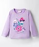 Lazy Bones Sinker Knit Full Sleeves T-Shirt With Floral & Mushroom Print - Lilac