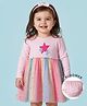 Babyhug Cotton Knit Full Sleeves Star Printed Frock With Bloomer & Headband - Pink