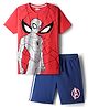 Honeyhap Marvel Single Jersey Knit T-Shirt & Shorts Set With Spider Man Graphics - Red & Blue