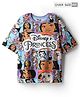 Pine Kids Disney Single Jersey Knit Oversize Drop Shoulder Half Sleeves T-Shirt with Disney Princess Graphics - Light Blue