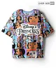 Pine Kids Disney Single Jersey Knit Oversize Drop Shoulder Half Sleeves T-Shirt with Disney Princess Graphics - Light Blue