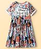 Pine Kids Disney Single Jersey Knit Half Sleeves Frock with Disney Princess Print - Light Blue