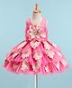 Enfance Sleeveless Floral Applique Detailed Knee Length Dress - Pink