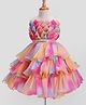 Enfance Sleeveless Corsage Bodice & Ombre Layered Knee Length Dress - Pink