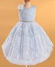 Enfance Sleeveless Floral Applique Detailed & Sequins Embellished Knee Length Dress - Ferozi