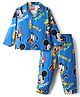 Babyhug Disney Single Jersey Knit Full Sleeves Co-ords Night Suit With Mickey & Friends Print - Blue